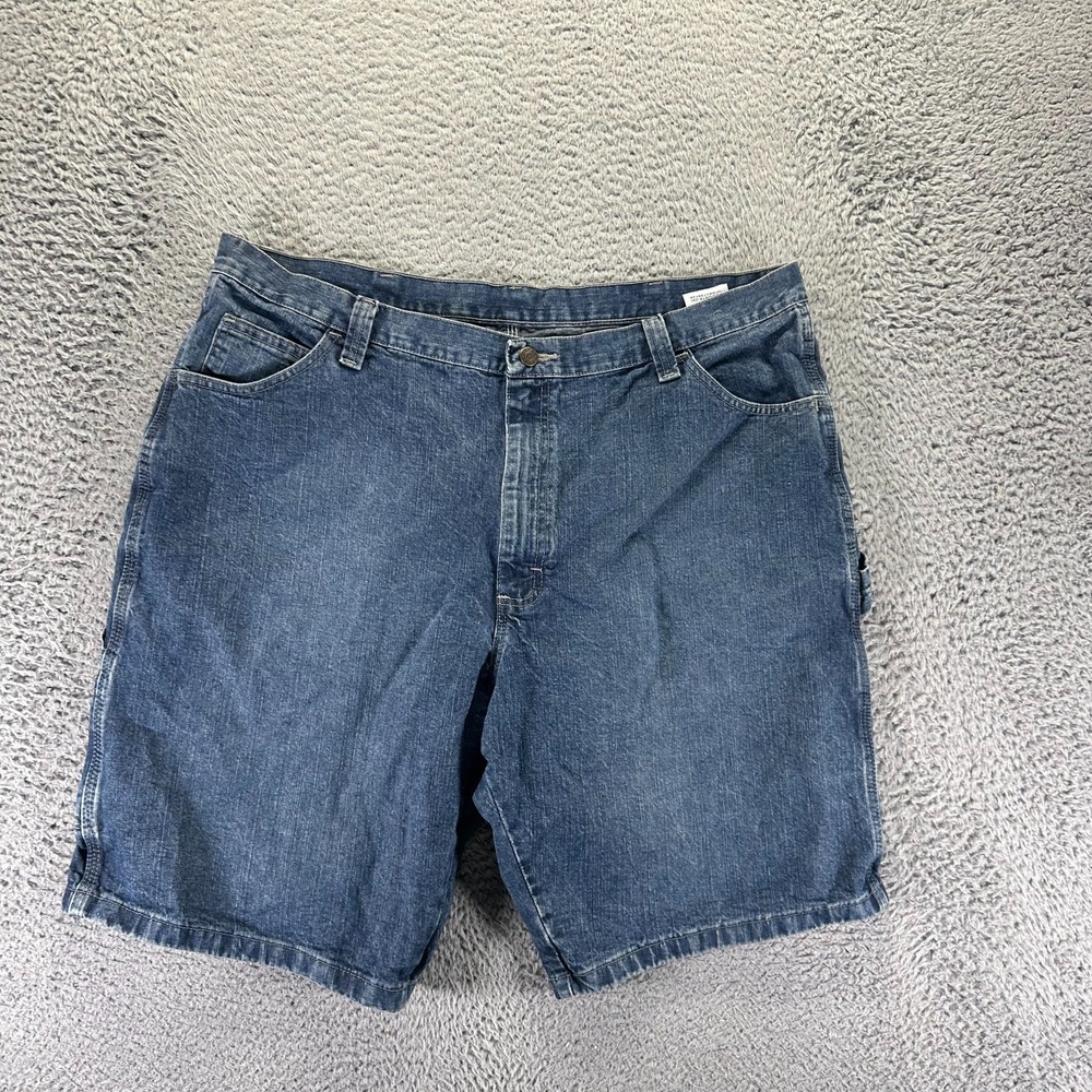 Wrangler Shorts Men's‎ 40 Blue Cotton Denim Carpenter Workwear Faded Utility
